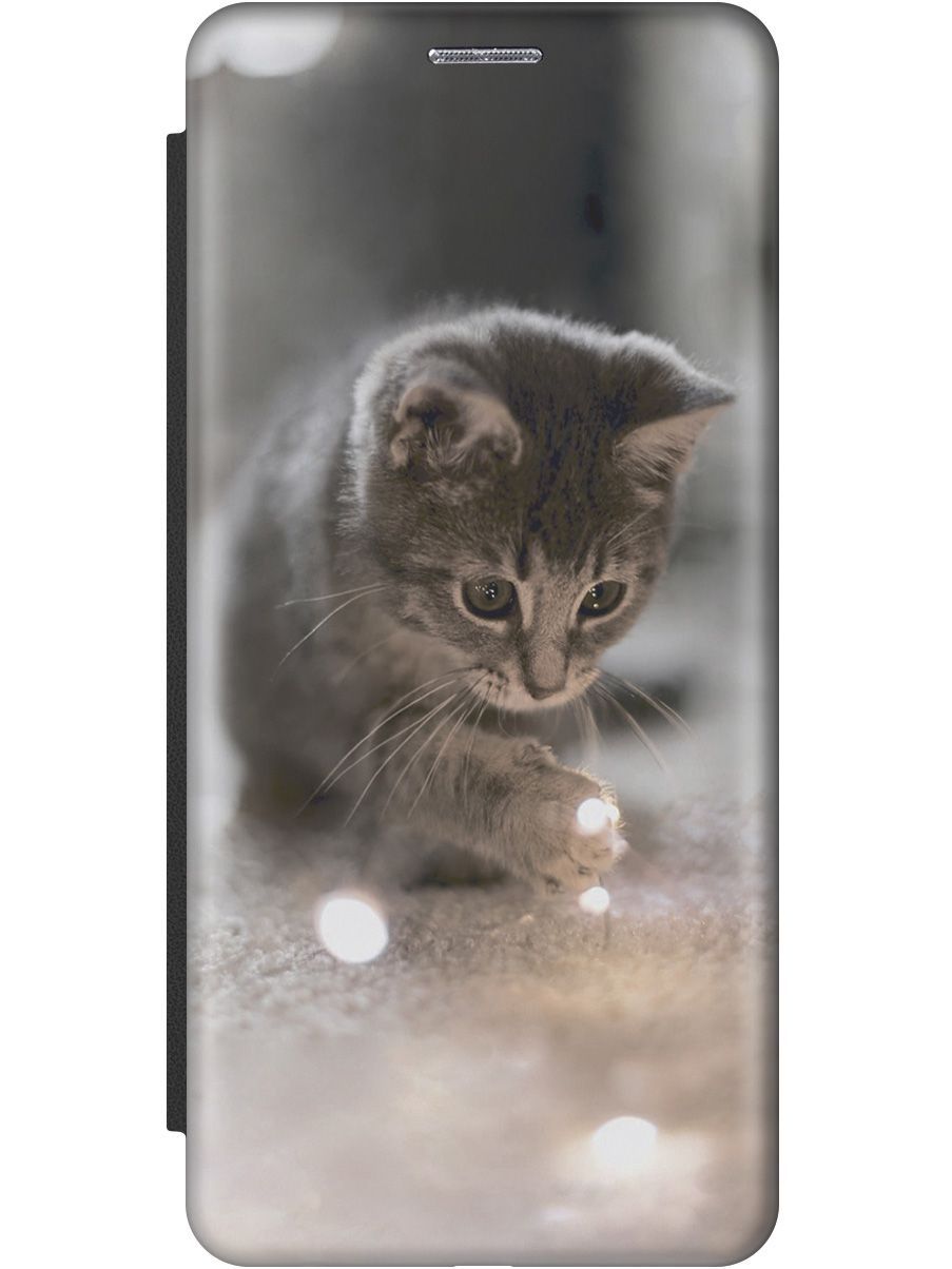 

Чехол-книжка на Samsung Galaxy A8+ (2018) "Котенок и свет" черный, Белый;коричневый, 8247