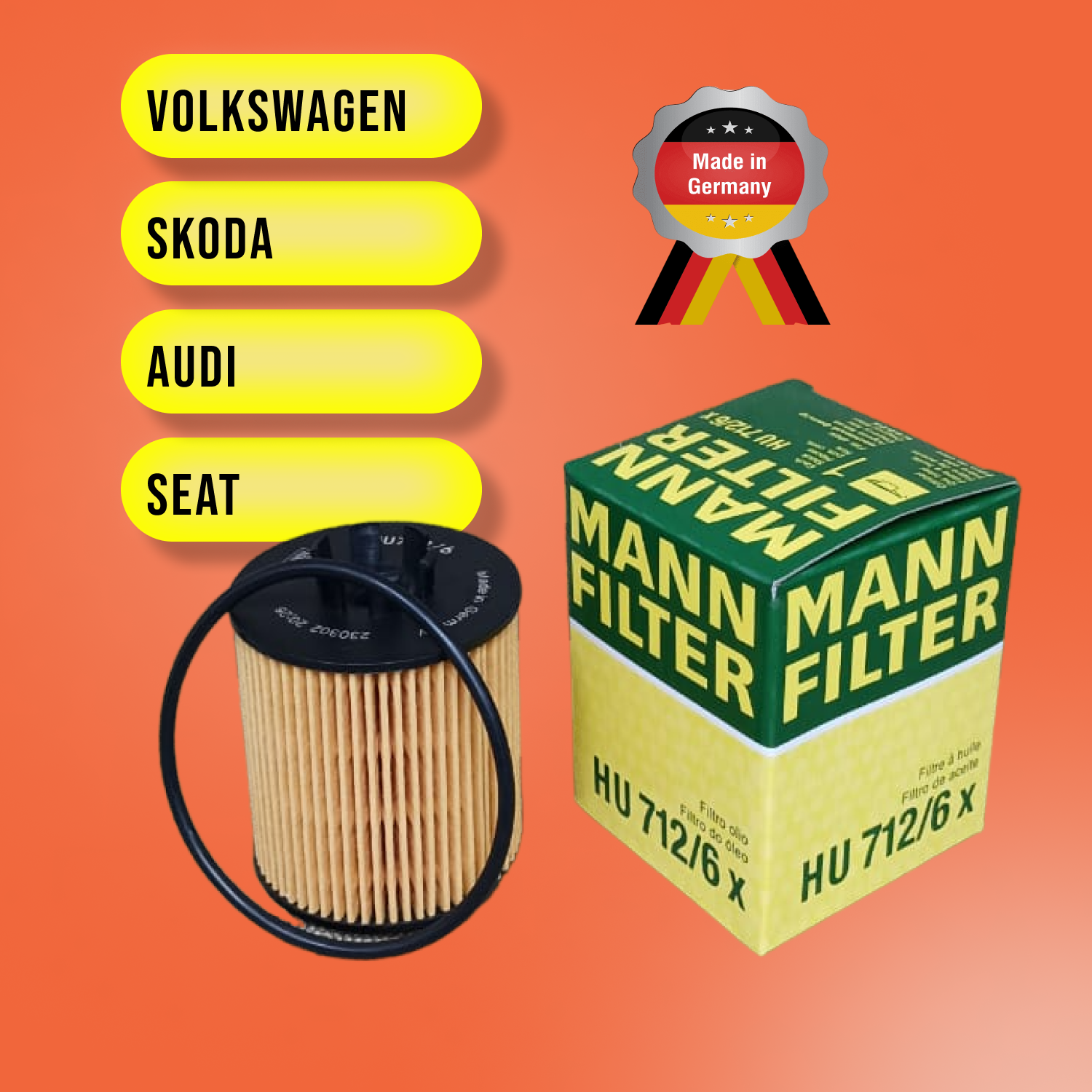 

Фильтр масляный MANN-FILTER HU 712/6 x Audi, Skoda, Volkswagen, Seat, HU 712/6 x