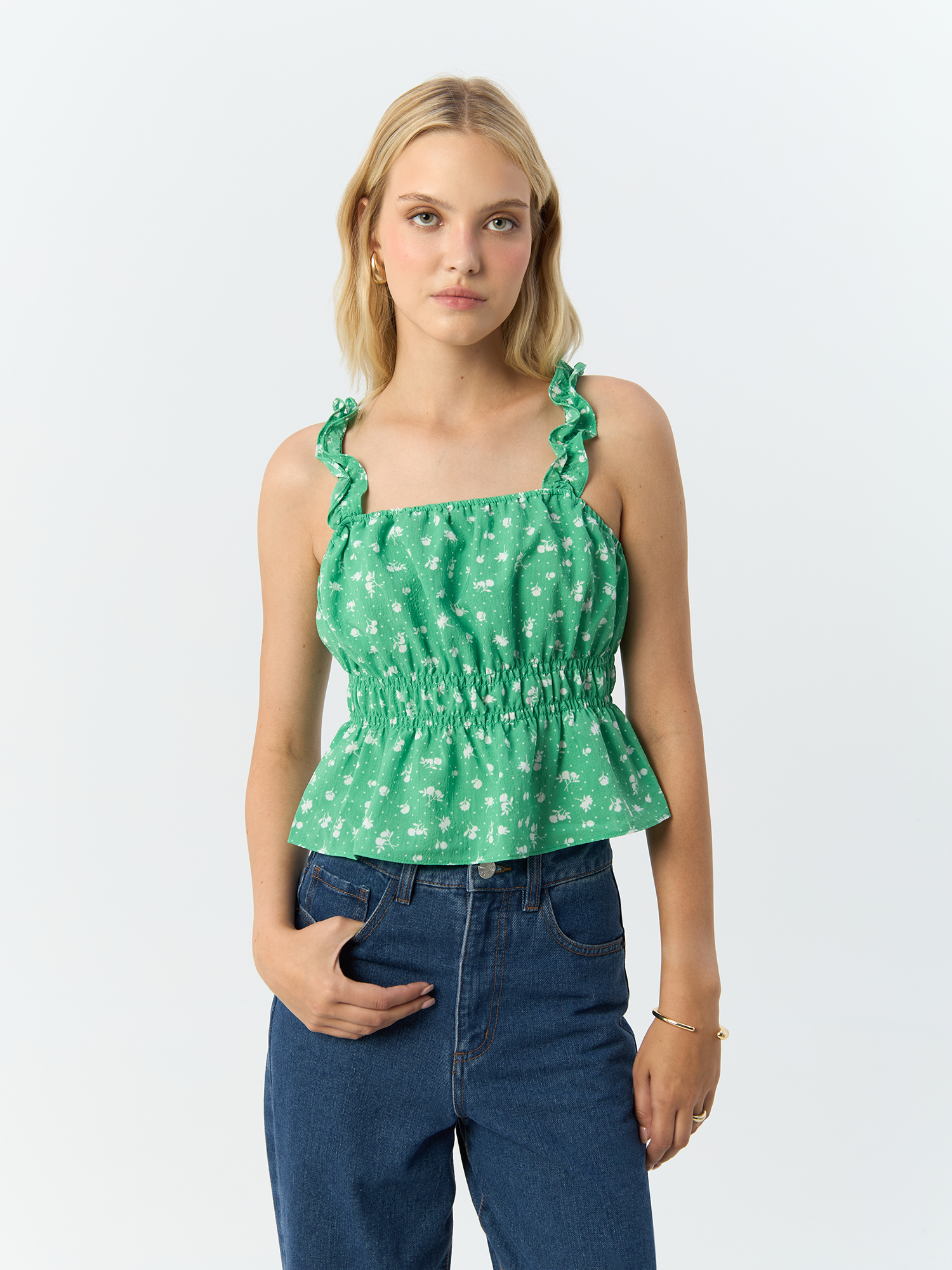 

Топ женский H&M 968533004 зеленый XL, 9685330