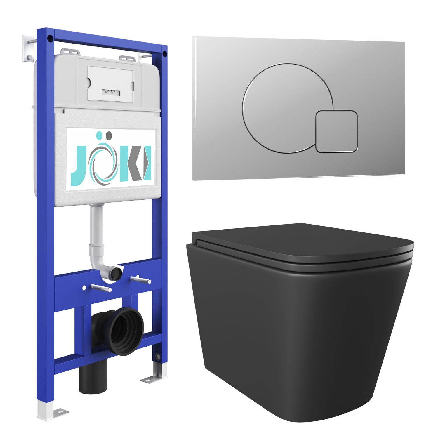 

Комплект JOKI: инсталляция JK01150, кнопка JK022537CH, унитаз Verna JKS302MB011022CH