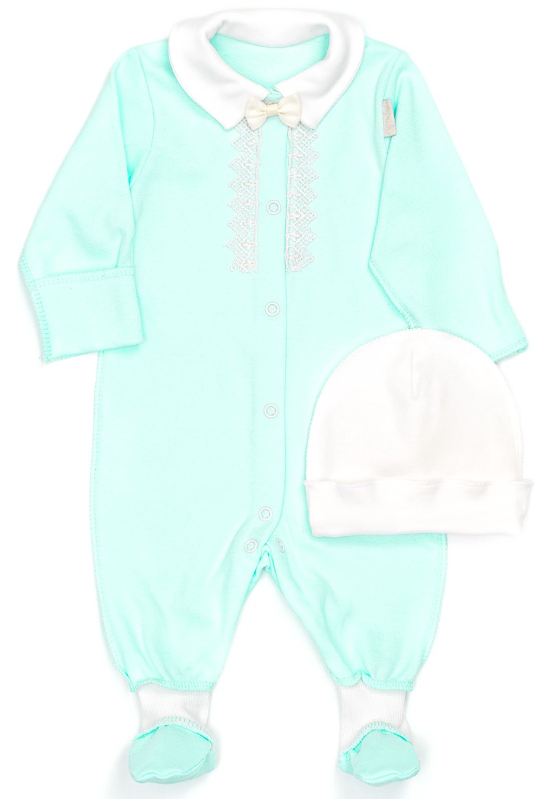 

Комплект одежды для мальчиков Выписка, размер: 50-56 см, ментоловый, декор: кружево, 1151, 016