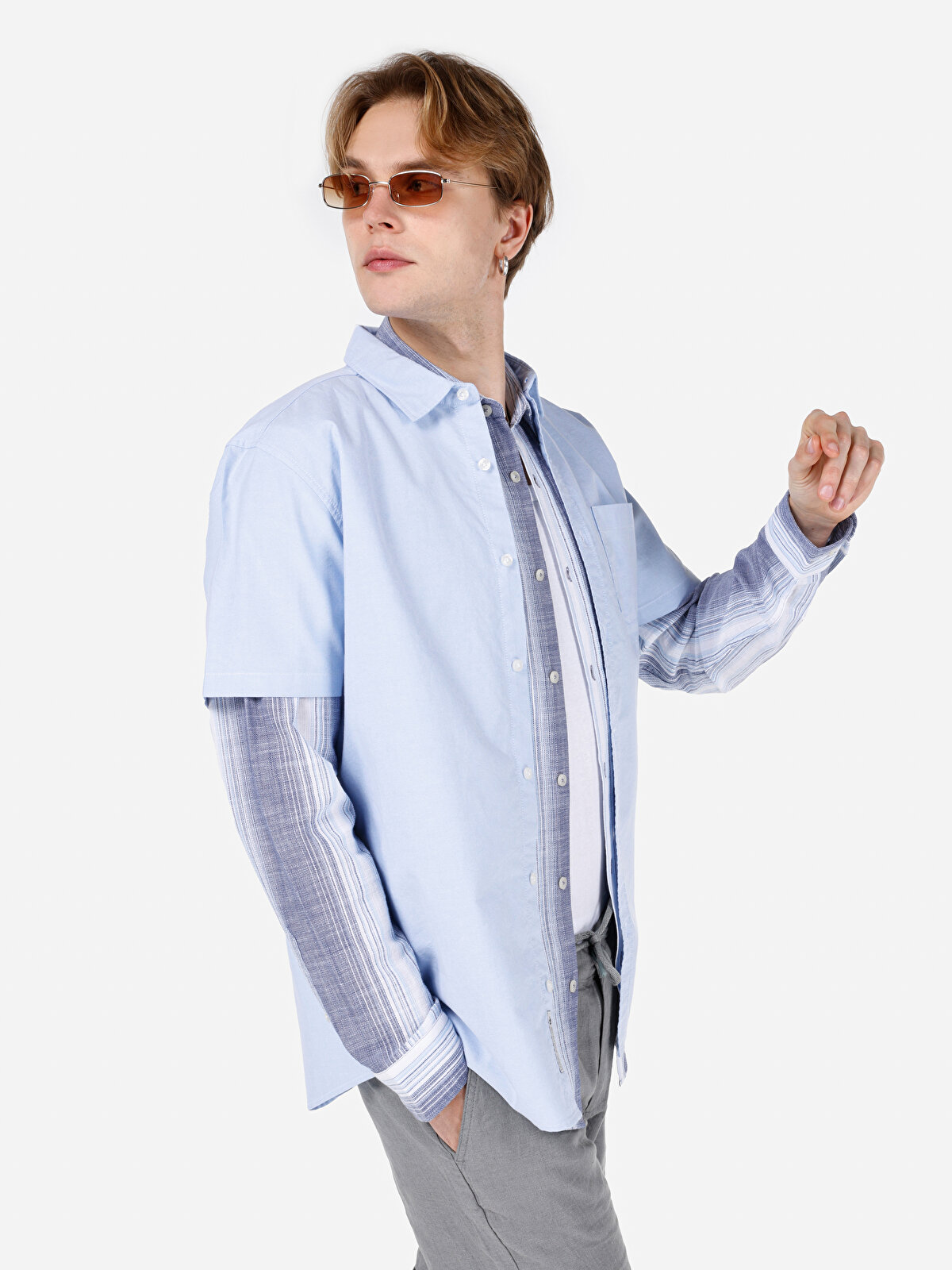 

Рубашка мужская Colin's CL1066928 голубая XL, Голубой, CL1066928