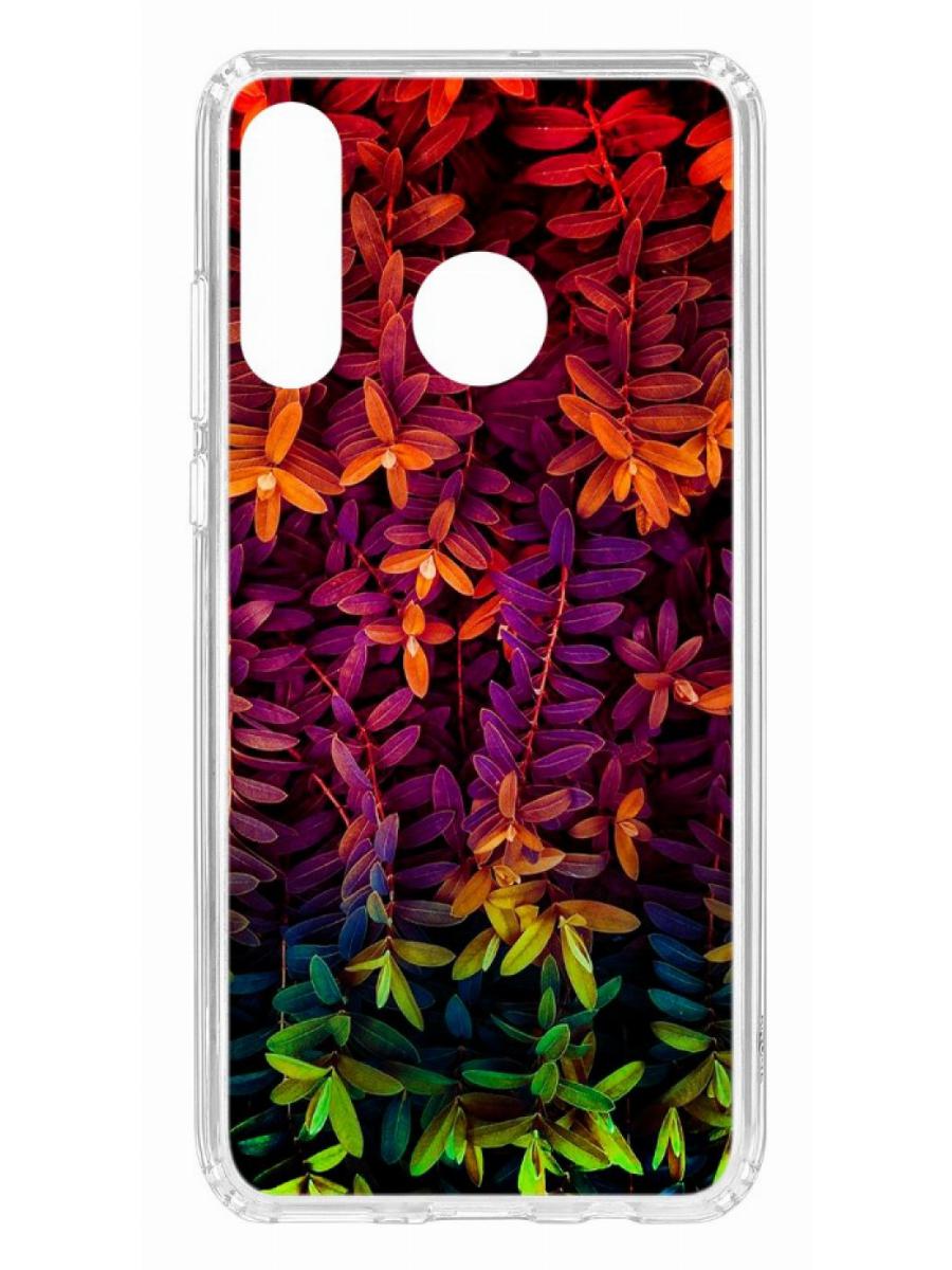 фото Чехол для huawei p30 lite kruche print neon leaves кruче