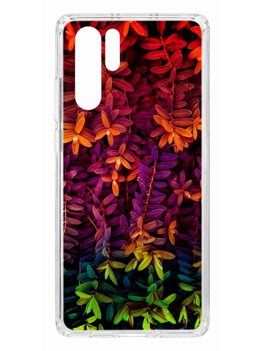 фото Чехол для huawei p30 pro kruche print neon leaves кruче