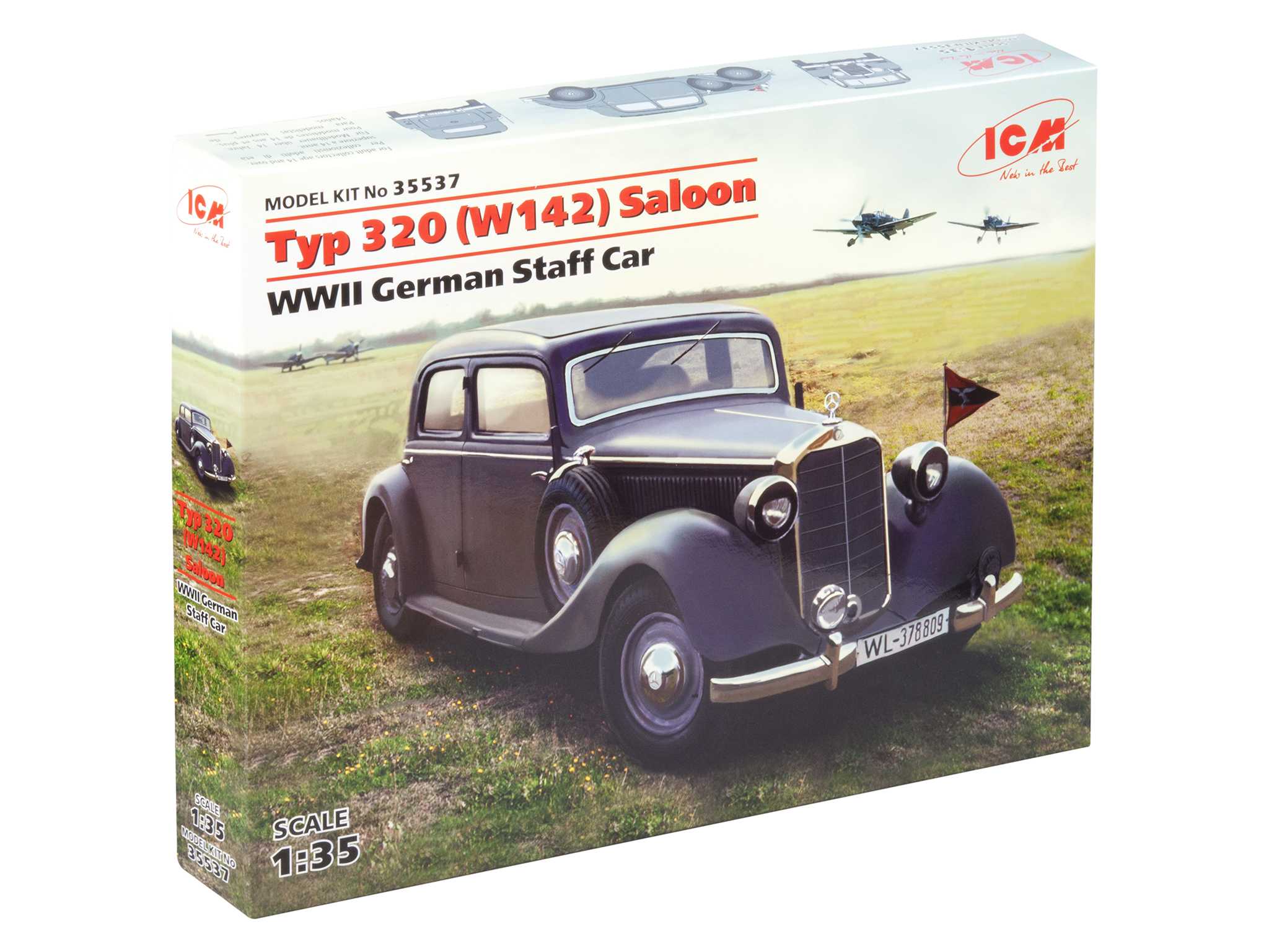 

Сборная модель ICM 1/35 Typ 320 (W142) Saloon, WWII German Staff Car 35537