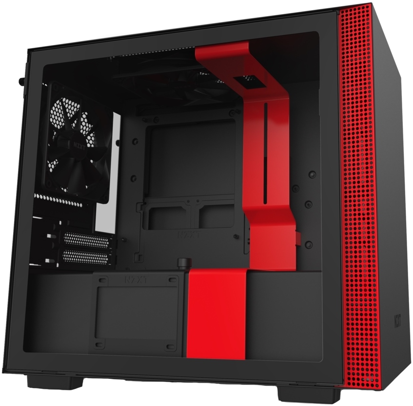 фото Компьютерный корпус nzxt h210 black/red без бп (ca-h210b-br)