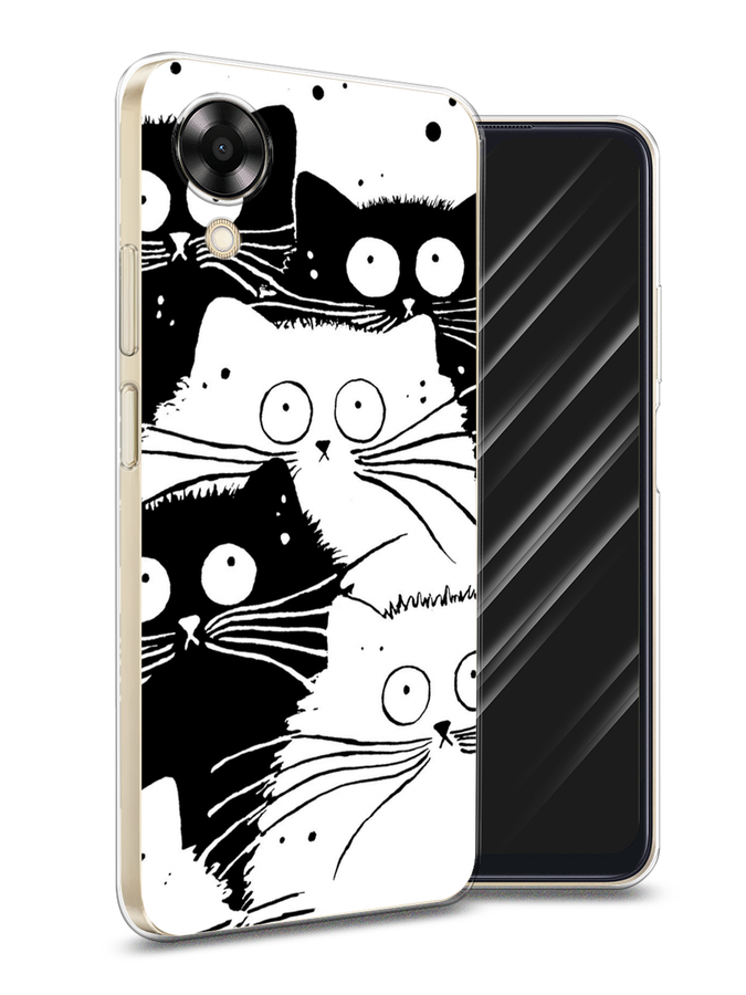 

Чехол Awog на Oppo A17K "Коты черно-белые", Черный;белый, 2512850-2