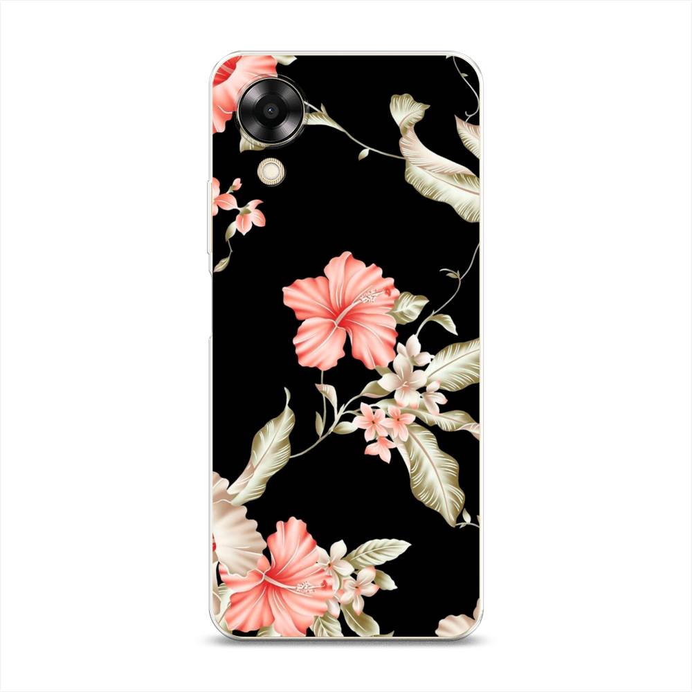 

Чехол Awog на Oppo A17K "Цветы на черном", Черный;розовый, 2512850-8