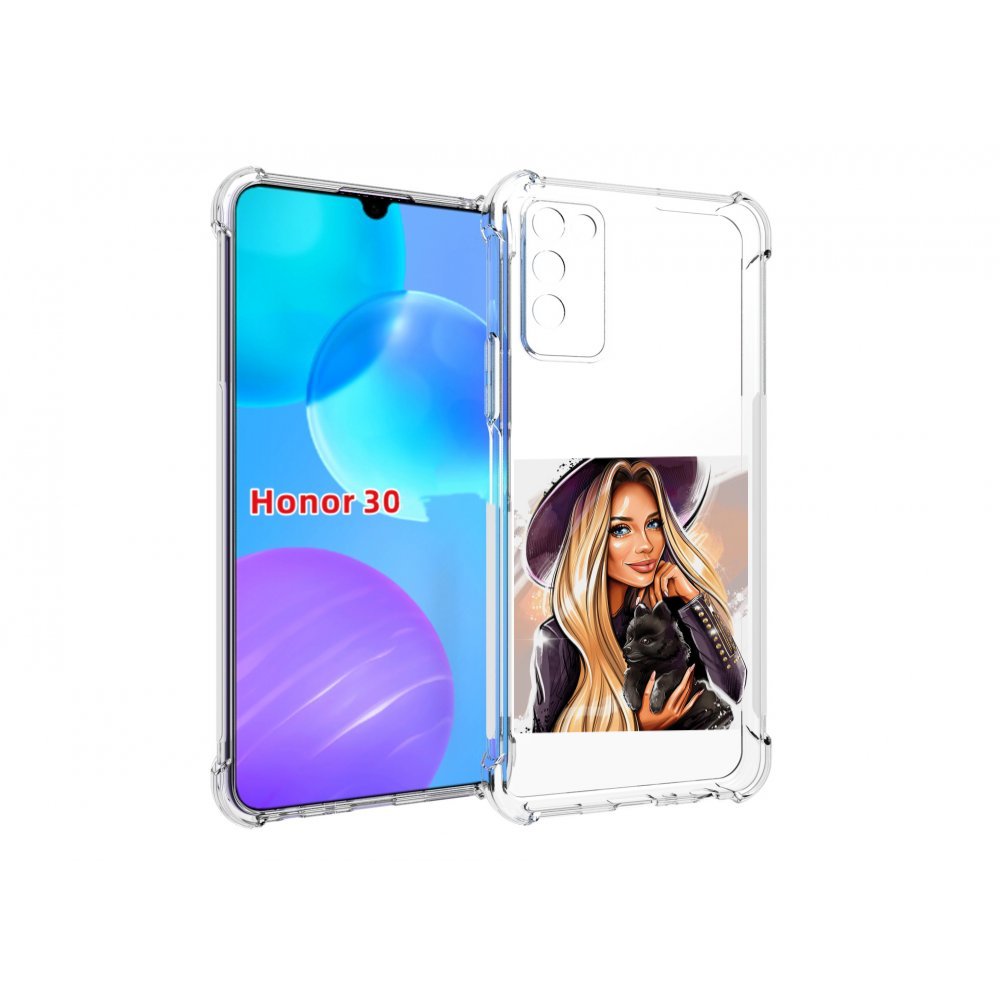 

Чехол MyPads девушка-с-черным-щенком женский для Huawei Honor 30 Lite, Tocco