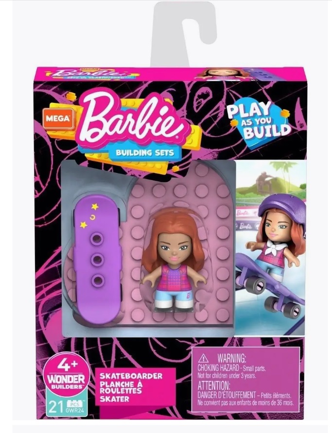 Конструктор Mega Bloks мини Barbie Ты можешь быть кем захочешь Скейтбордист GWR24