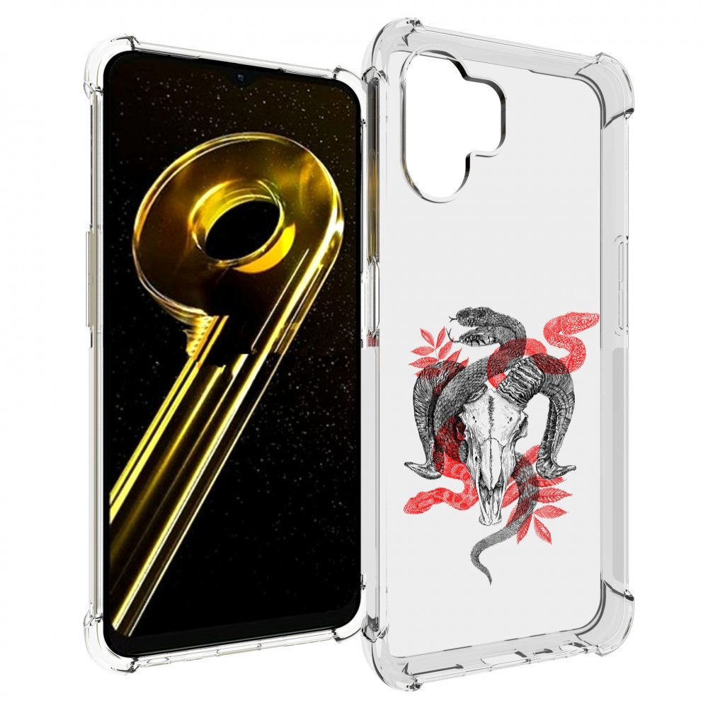 

Чехол бампер MyPads змея в черепе рисунок для Realme 10 5G проти..., Прозрачный, Tocco