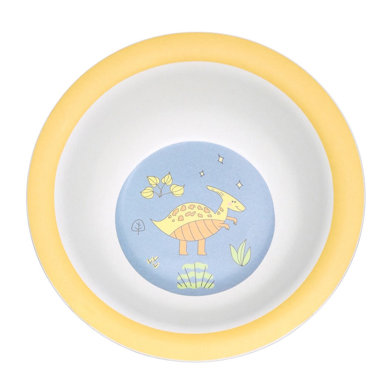 Тарелка суповая, детская, 15 см, бамбук, желто-голубая, Динозавр, Dino