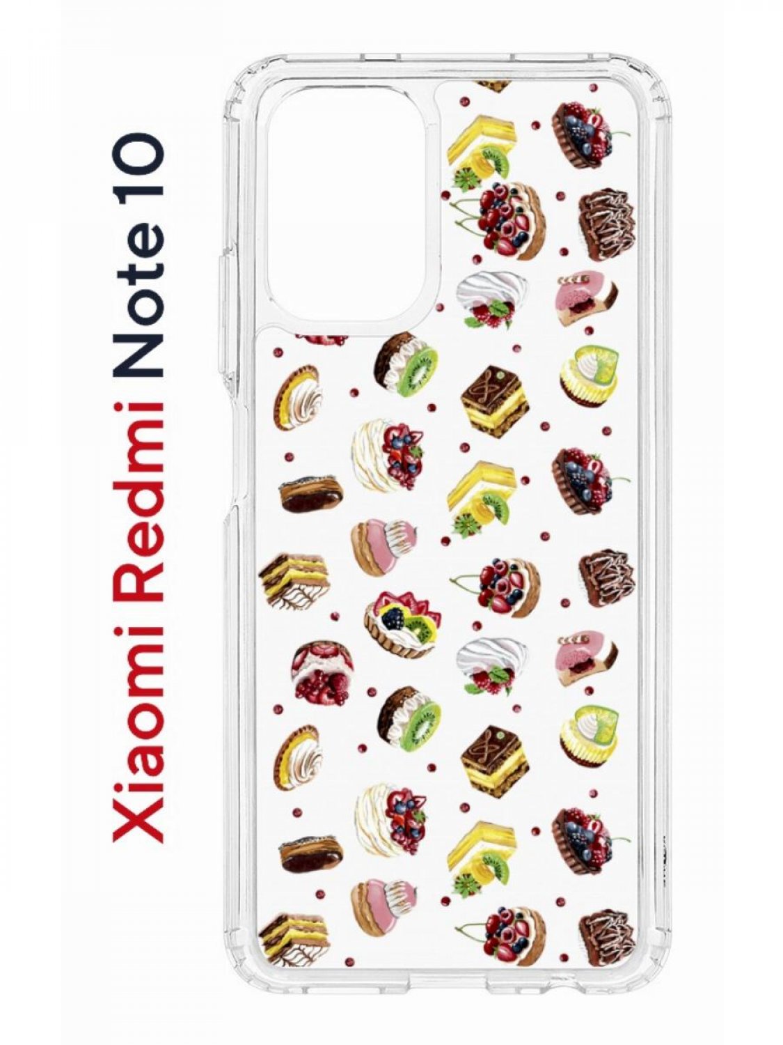 Чехол на Xiaomi Redmi Note 10/10S Kruche Print Cake,противоударный бампер с принтом