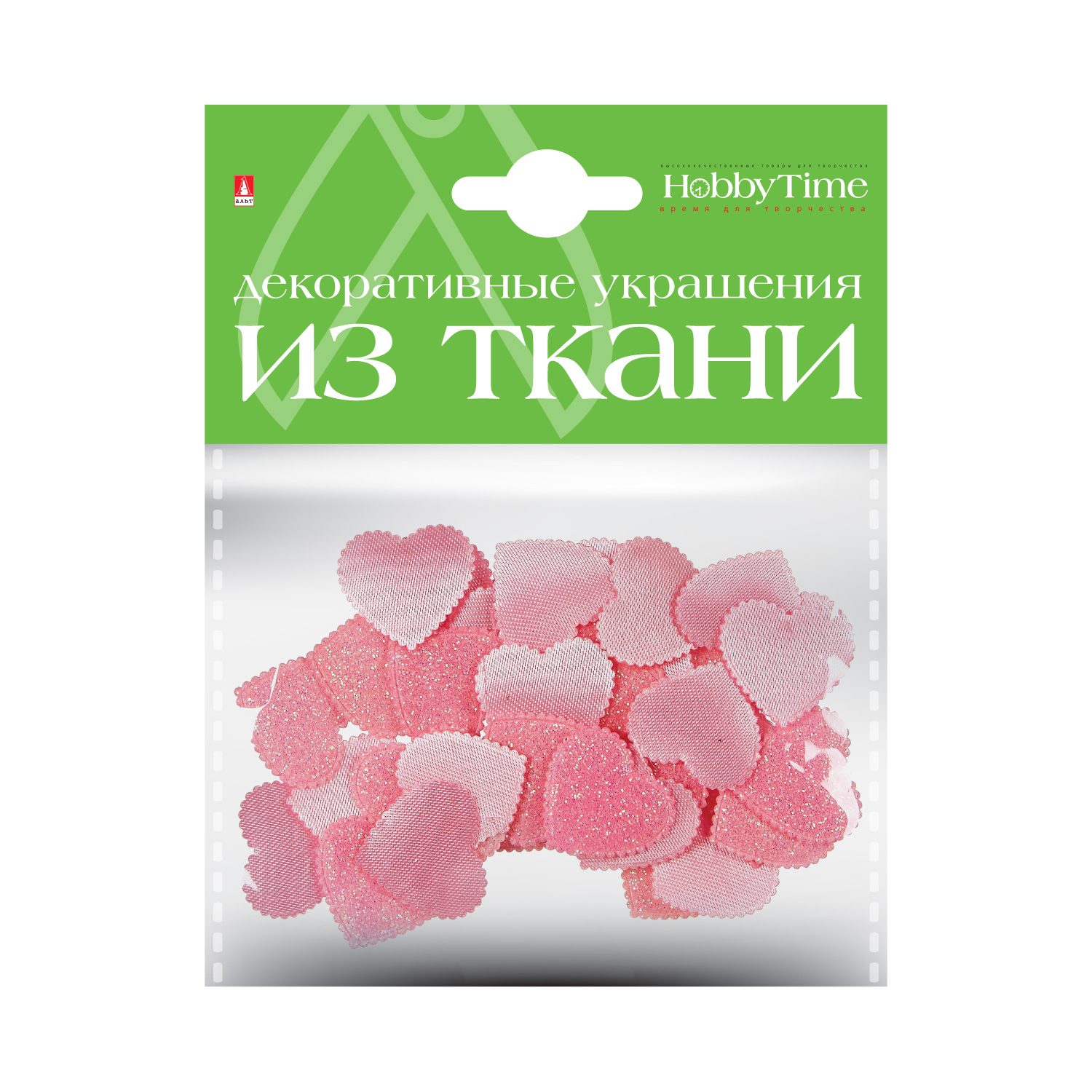 фото Декор из ткани, набор №11 "сердечки s" ( 4 вида ) 2-159/07 hobbytime