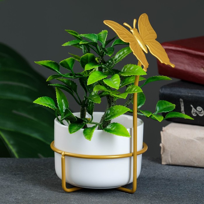 

Цветочный горшок Take It Easy Бабочка на подставке 7350148 0,25 л золотистый 1 шт., Бабочка на подставке