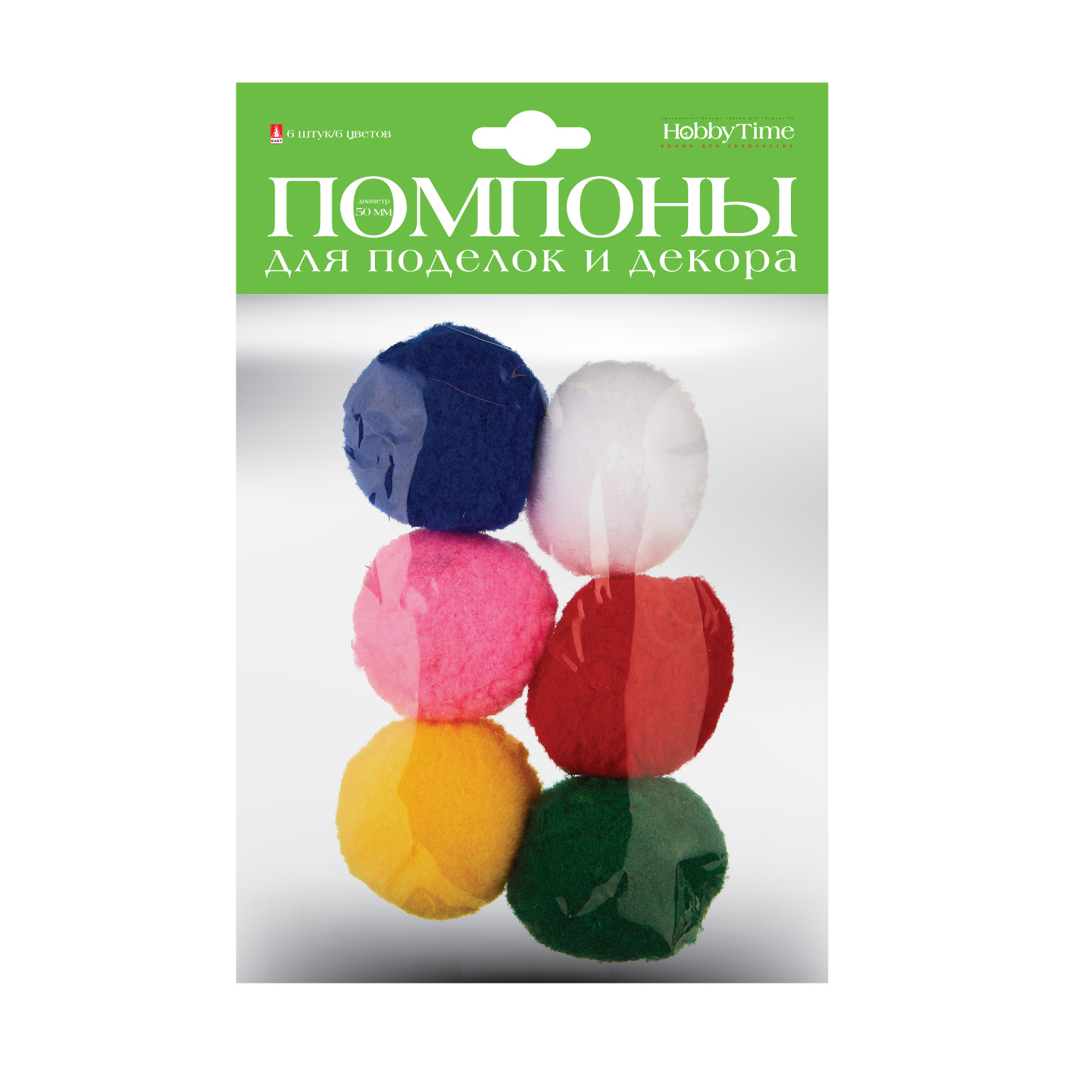 

Помпоны ПУШИСТЫЕ, 50 ММ, 6 ШТ, 6 ЦВЕТОВ , Арт. 2-200/14, Разноцветный