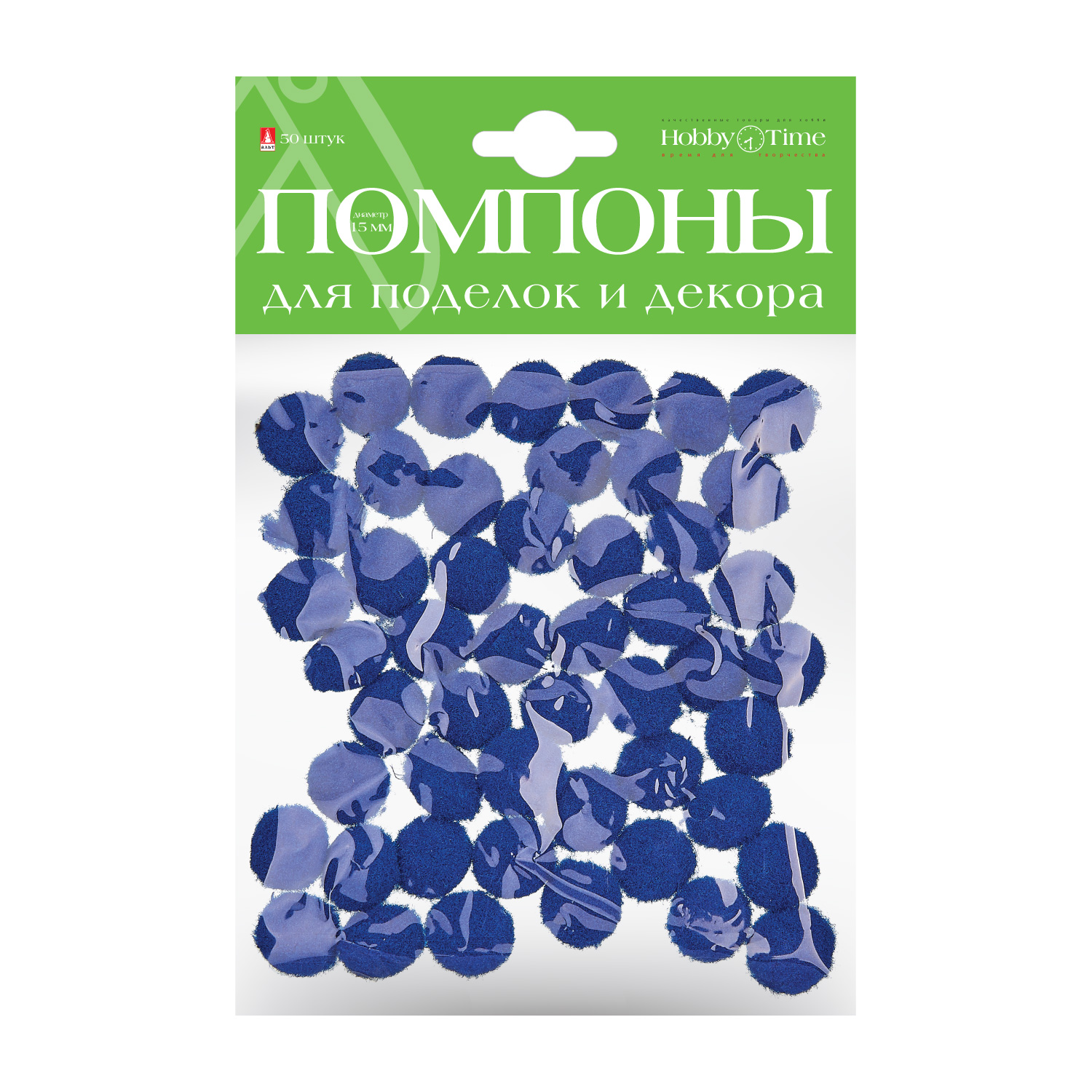 

Помпоны пушистые, 15 ММ, 50 ШТ, СИНИЕ, Разноцветный