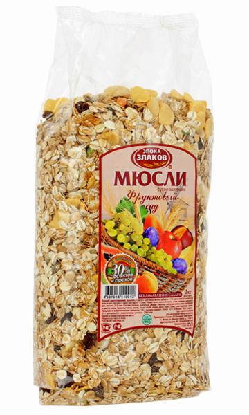 

Мюсли Эпоха злаков Фруктовый сад с сухофруктами и цукатами 1 кг