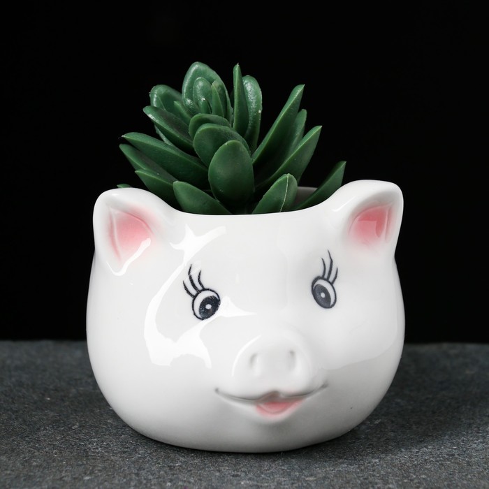 

Цветочный горшок Take It Easy Голова поросенка 7314449 0,23 л белый 1 шт., Голова поросенка