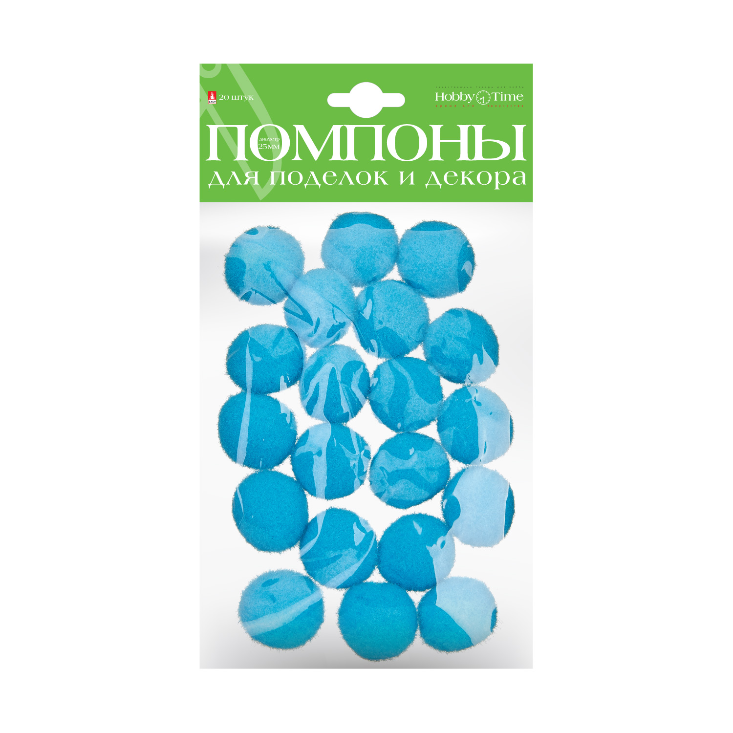 

Помпоны пушистые, 25 ММ, 20 ШТ, ГОЛУБЫЕ, Разноцветный
