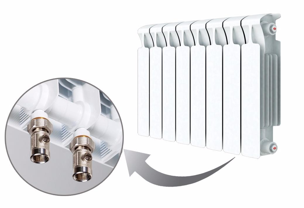 Биметаллический радиатор RIFAR Monolit Ventil 350 8 секций белый (RM35008НП50) клапан защиты от протечек 3 8 jg