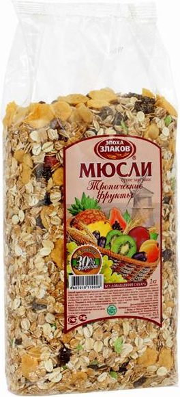 

Мюсли Эпоха Злаков Тропические фрукты 1 кг