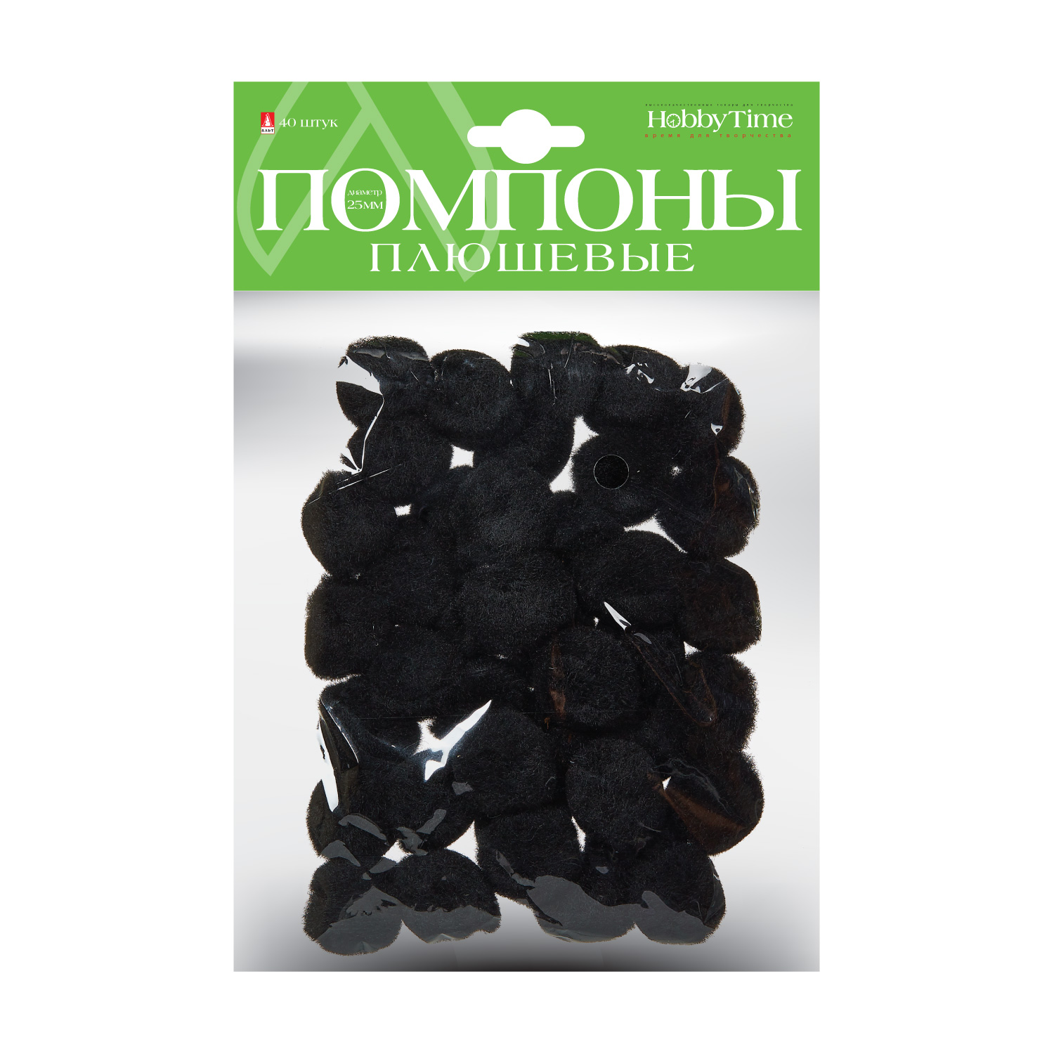

Помпоны плюшевые, 25 ММ, 40 ШТ, ЧЕРНЫЕ, Разноцветный