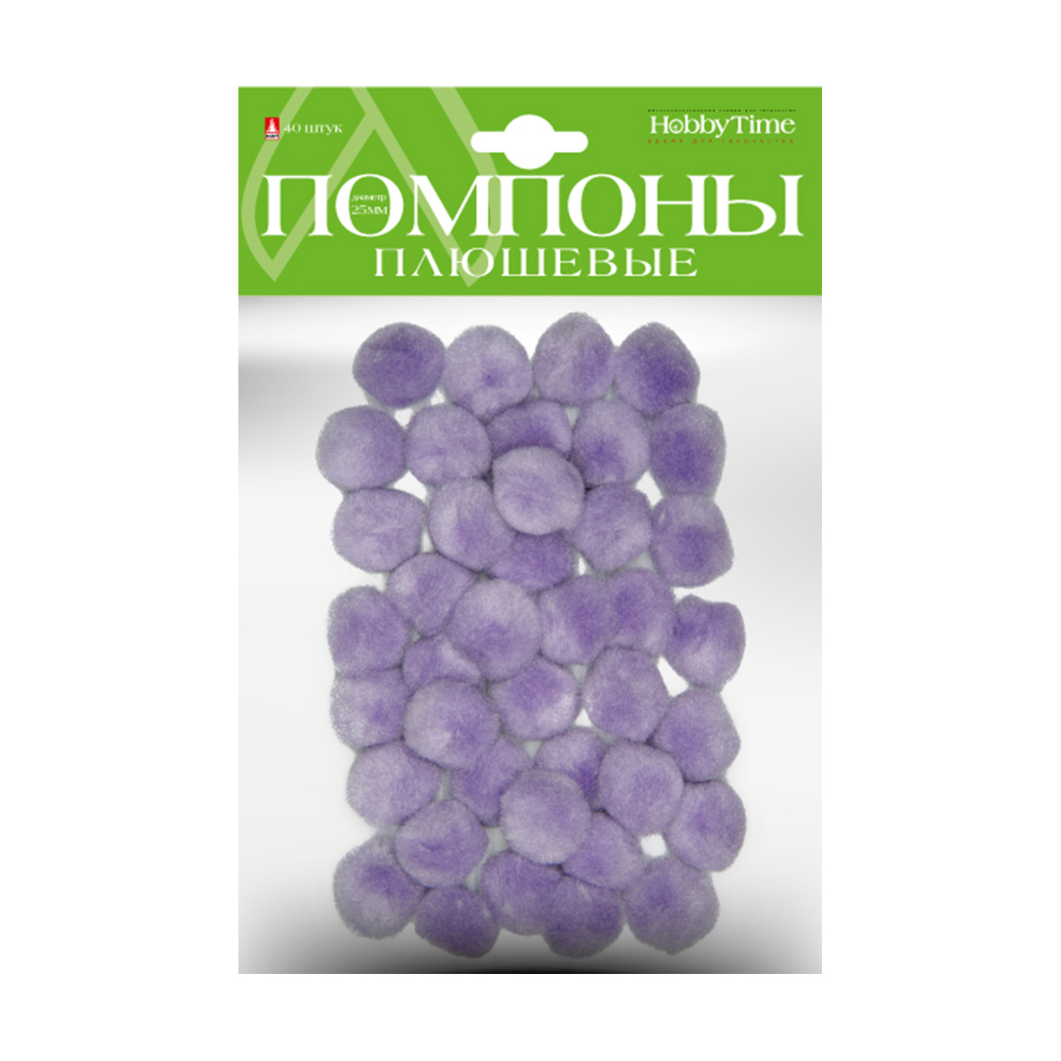

Помпоны плюшевые, 25 ММ, 40 ШТ, СИРЕНЕВЫЕ, Разноцветный