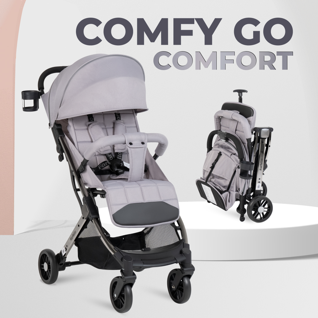 Kоляска детская прогулочная Farfello Comfy Go Comfort Chrome Серый на черном хроме CG-305 10851₽