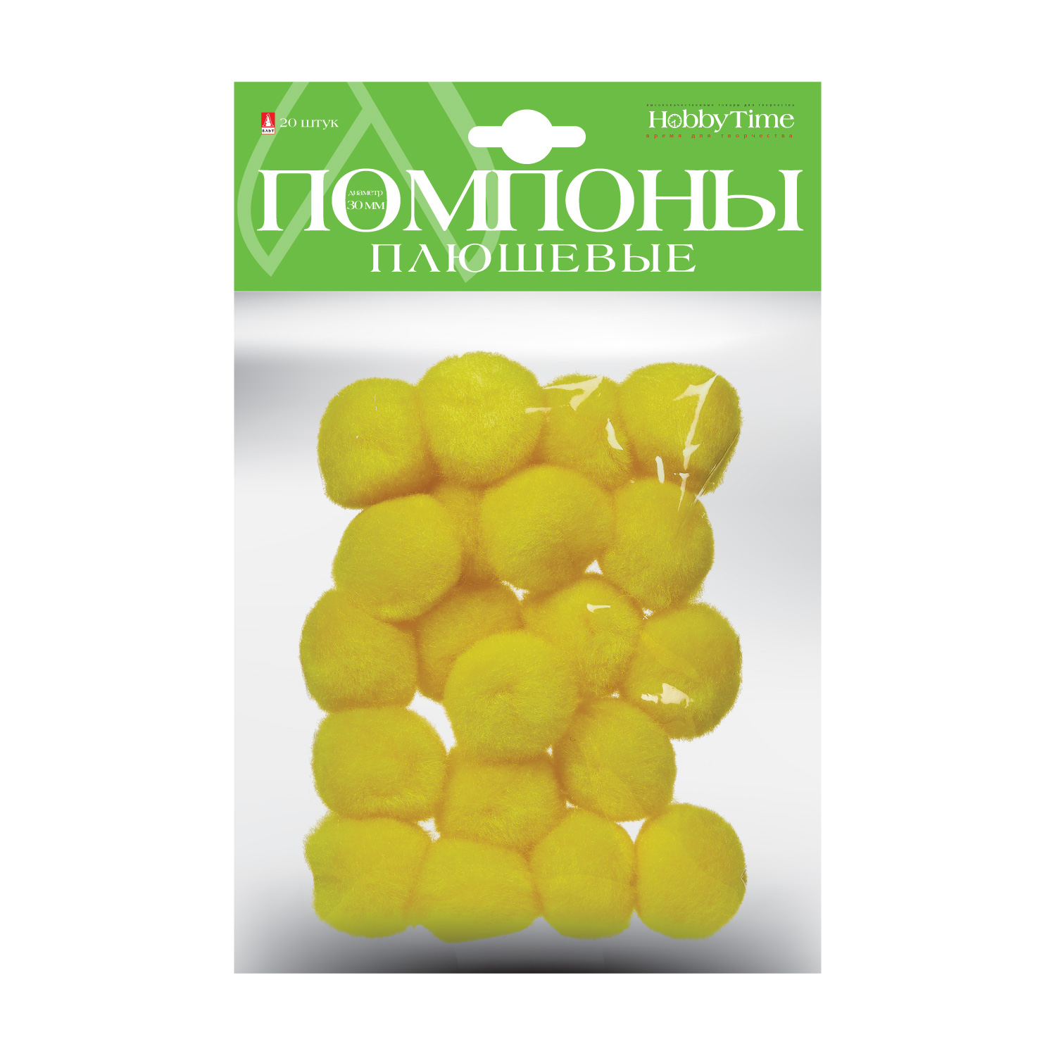 

Помпоны плюшевые, 30 ММ, 20 ШТ, ЖЕЛТЫЕ, Разноцветный