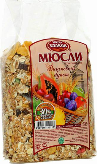 

Мюсли Эпоха злаков Вишневый букет 500 г