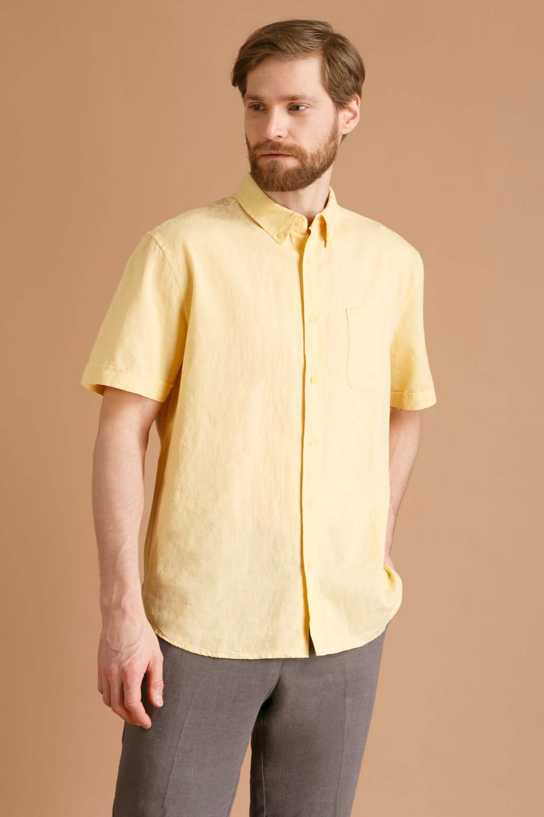 фото Рубашка мужская baon b6822008 желтая s