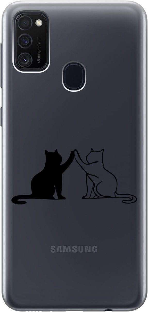 

Силиконовый чехол на Samsung Galaxy M21/M30s с принтом "Cats" прозрачный, Прозрачный;черный, 5421