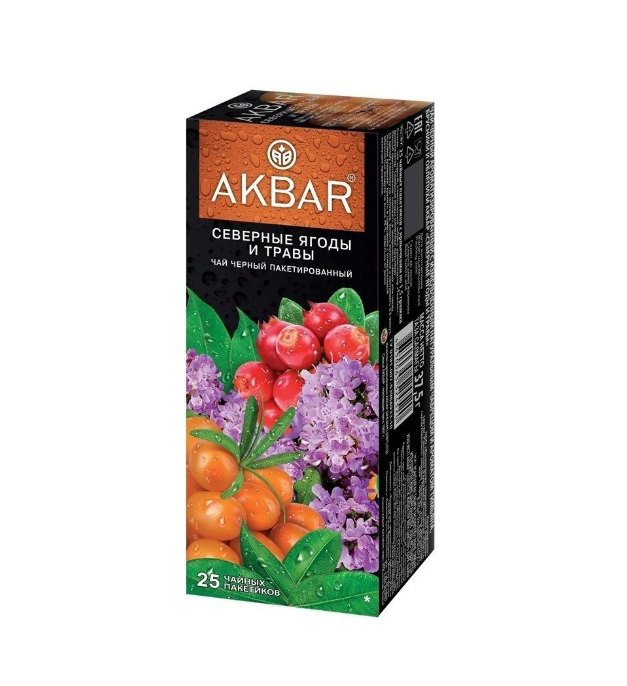 Чай черный Akbar Северные ягоды и травы в пакетиках 1,5 г х 25 шт