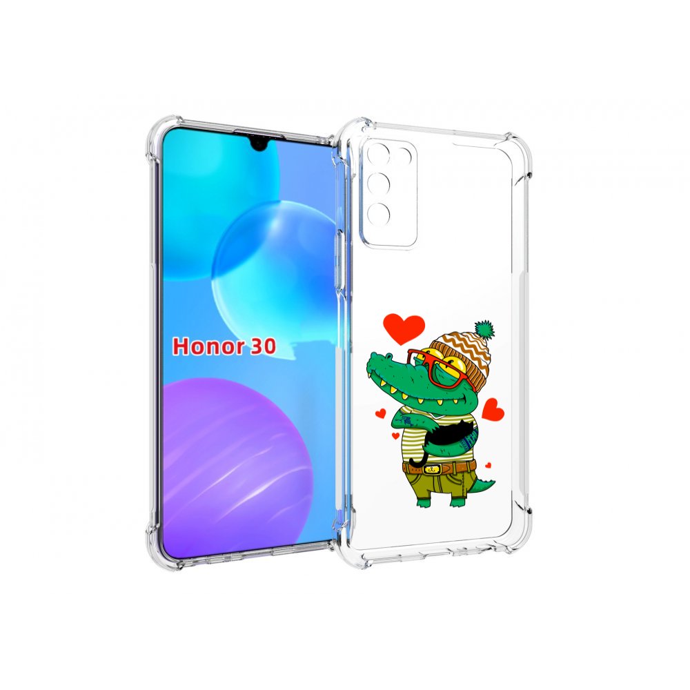 

Чехол MyPads зеленый-крокодильчик-в-красной-оправе для Huawei Honor 30 Lite, Tocco