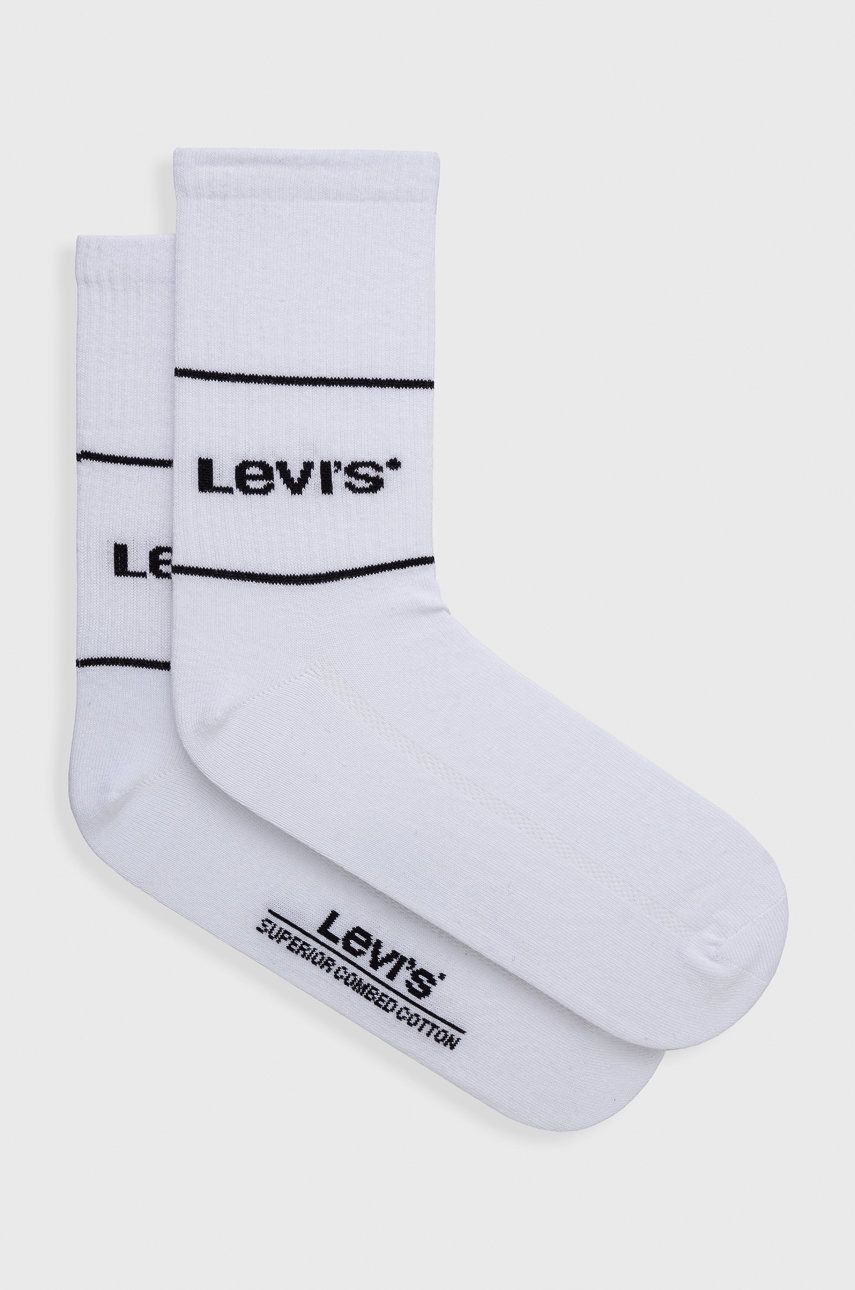 фото Носки унисекс levi's short cut logo sport 2p socks белые 42-46 ru