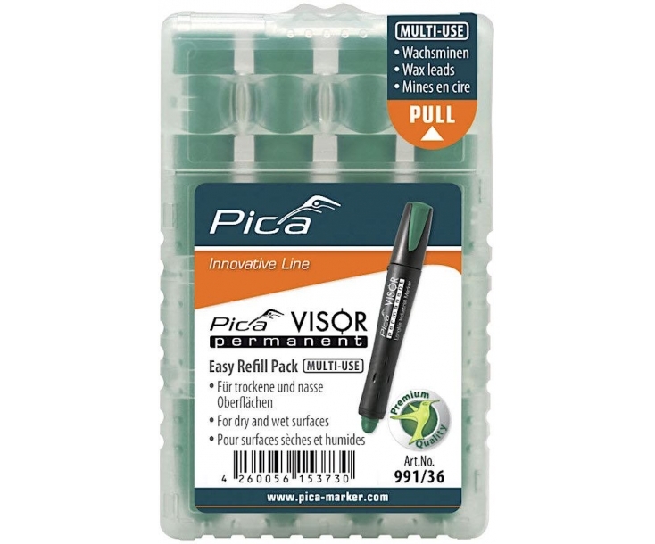 

Грифели Pica сменные для маркера Visor permanent pелёный 4 шт Marker 991 36, Зеленый