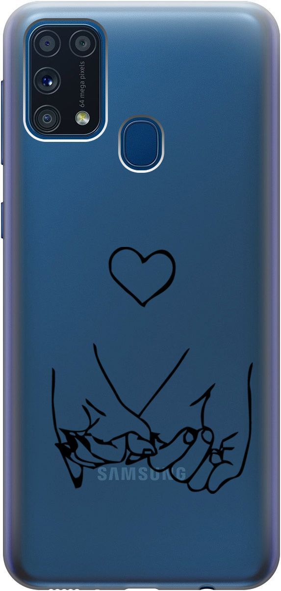 

Силиконовый чехол на Samsung Galaxy M31 с принтом "Lovers Hands" прозрачный, Прозрачный;черный, 5424