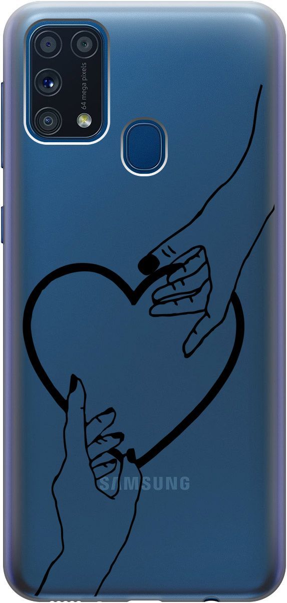 

Силиконовый чехол на Samsung Galaxy M31 с 3D принтом "Hands" прозрачный, Прозрачный;черный, 5424