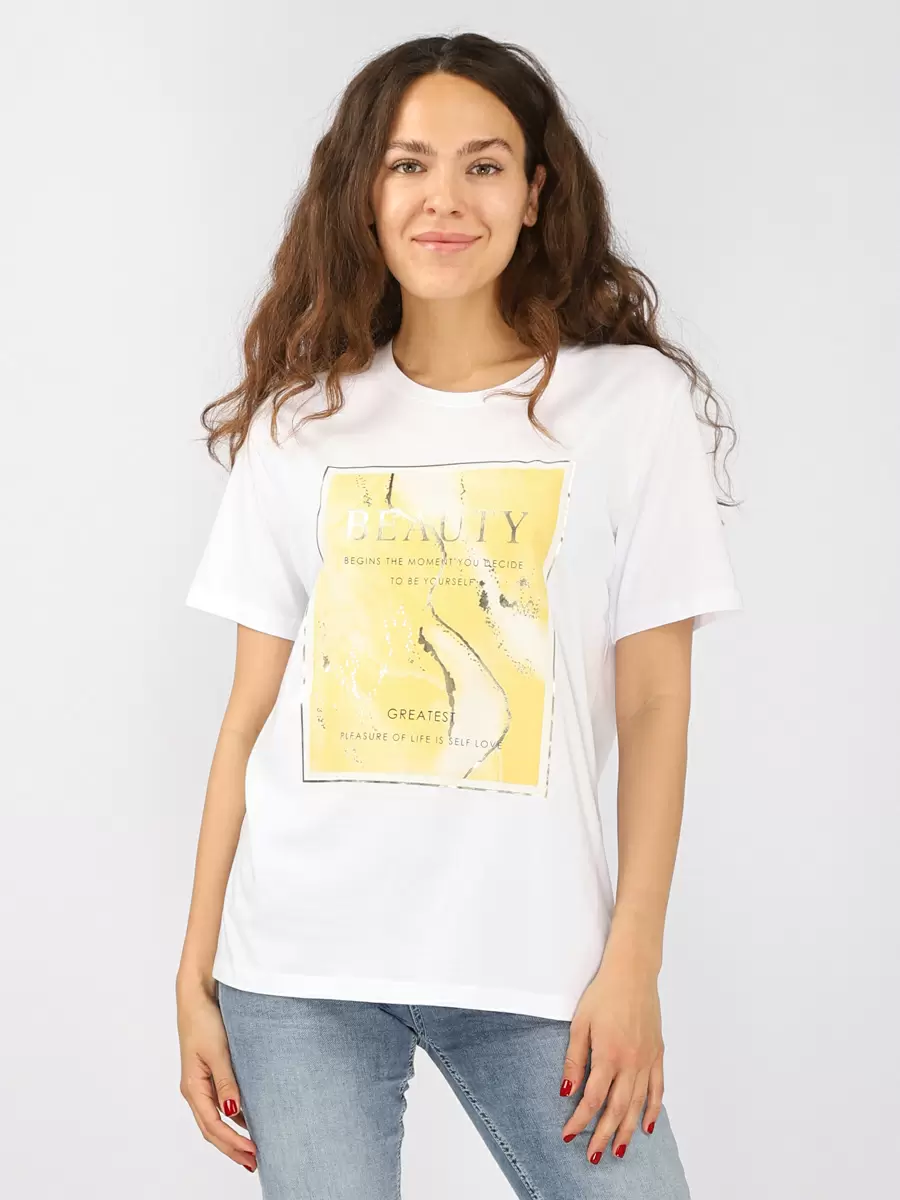 

Футболка женская JOGGY J7863 WOMEN T.SHIRT WH-L.YLW желтая S, SQ69752
