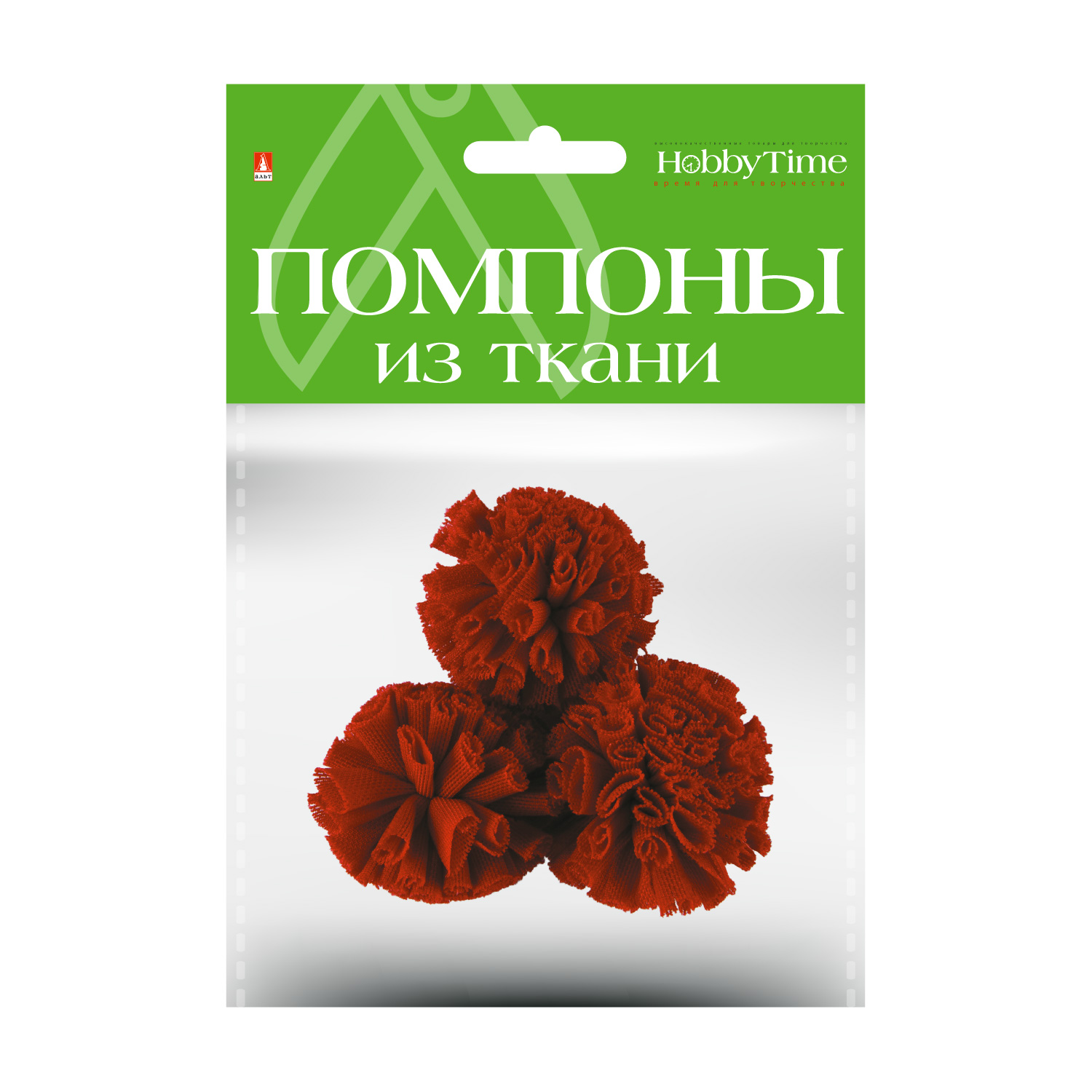 

Помпоны из ткани. 40 ММ, 3 ШТ, БОРДОВЫЙ, Разноцветный