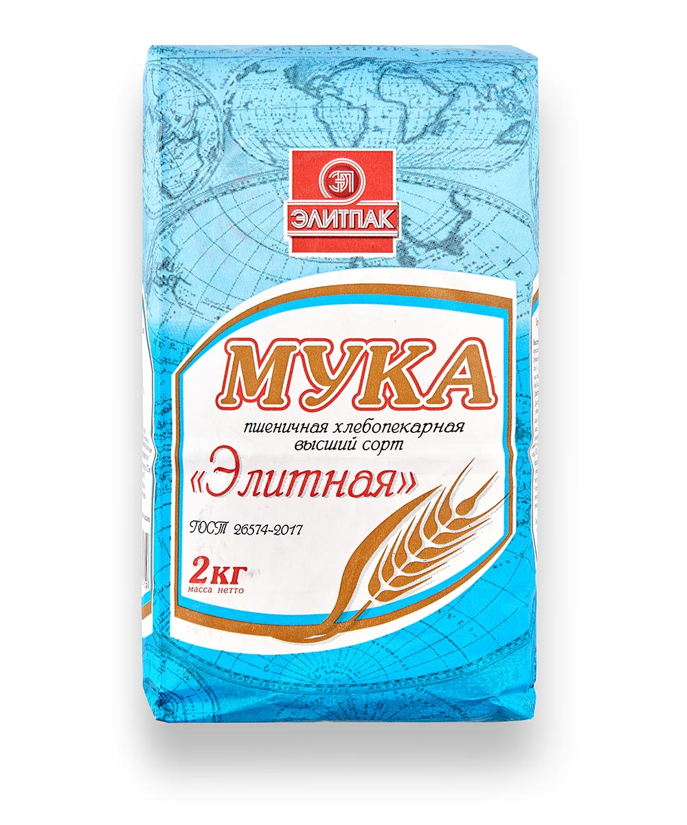 

Мука ЭлитПак пшеничная Элитная хлебопекарная высший сорт 2 кг