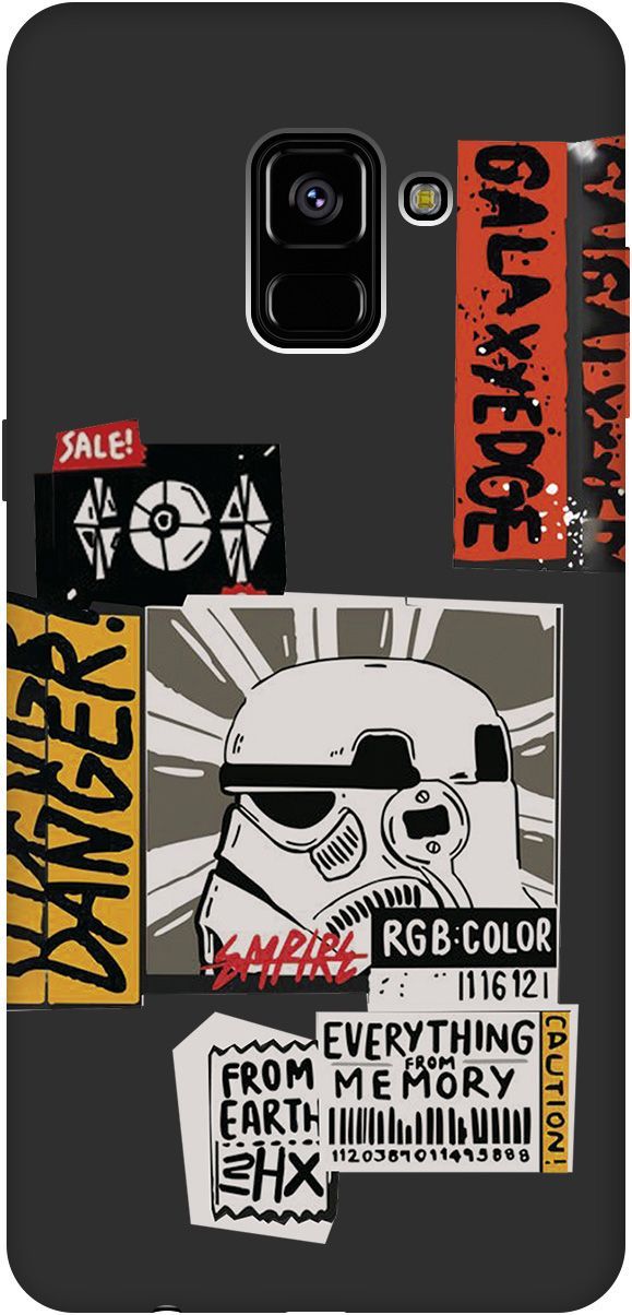

Чехол на Samsung Galaxy A8+ (2018) "Stormtrooper Stickers" черный, Черный;белый, 8425