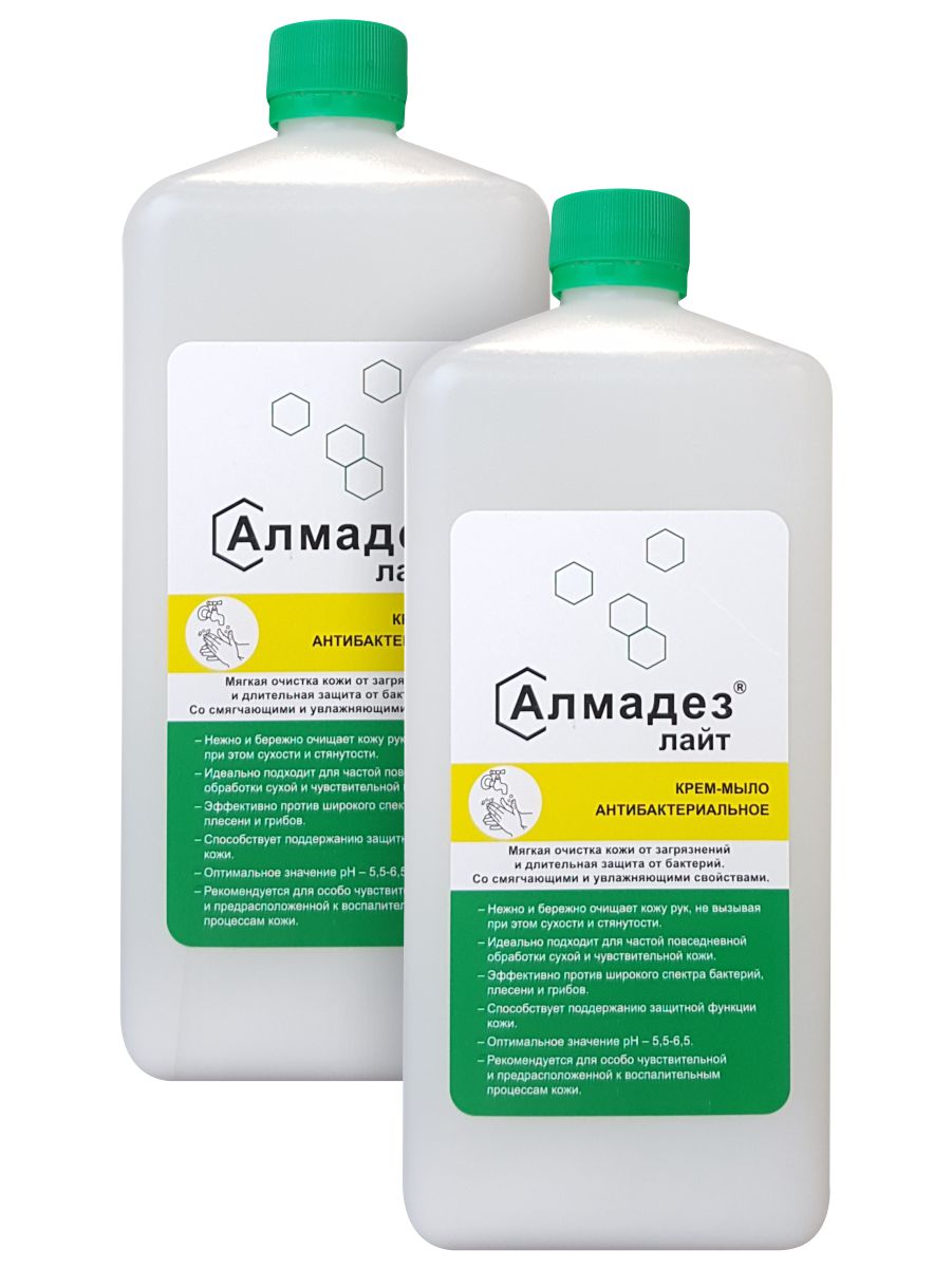 Комплект Антибактериальное жидкое мыло Алмадез Лайт 1 л х 2 шт. антибактериальное жидкое мыло алмадез лайт диспенсопак 1 л