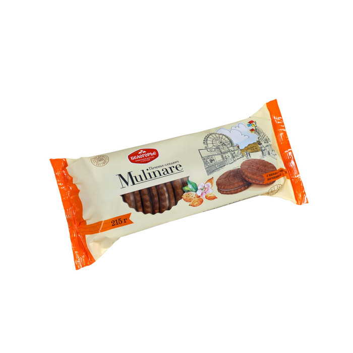 Печенье Белогорье Mulinare с какао и миндальной начинкой 215 г