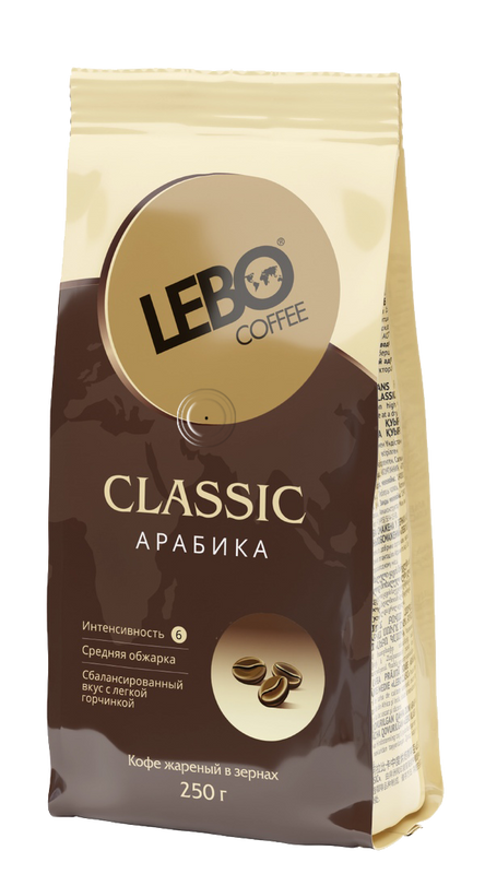 

Кофе в зёрнах Lebo Classic, арабика, средняя обжарка, 250 г