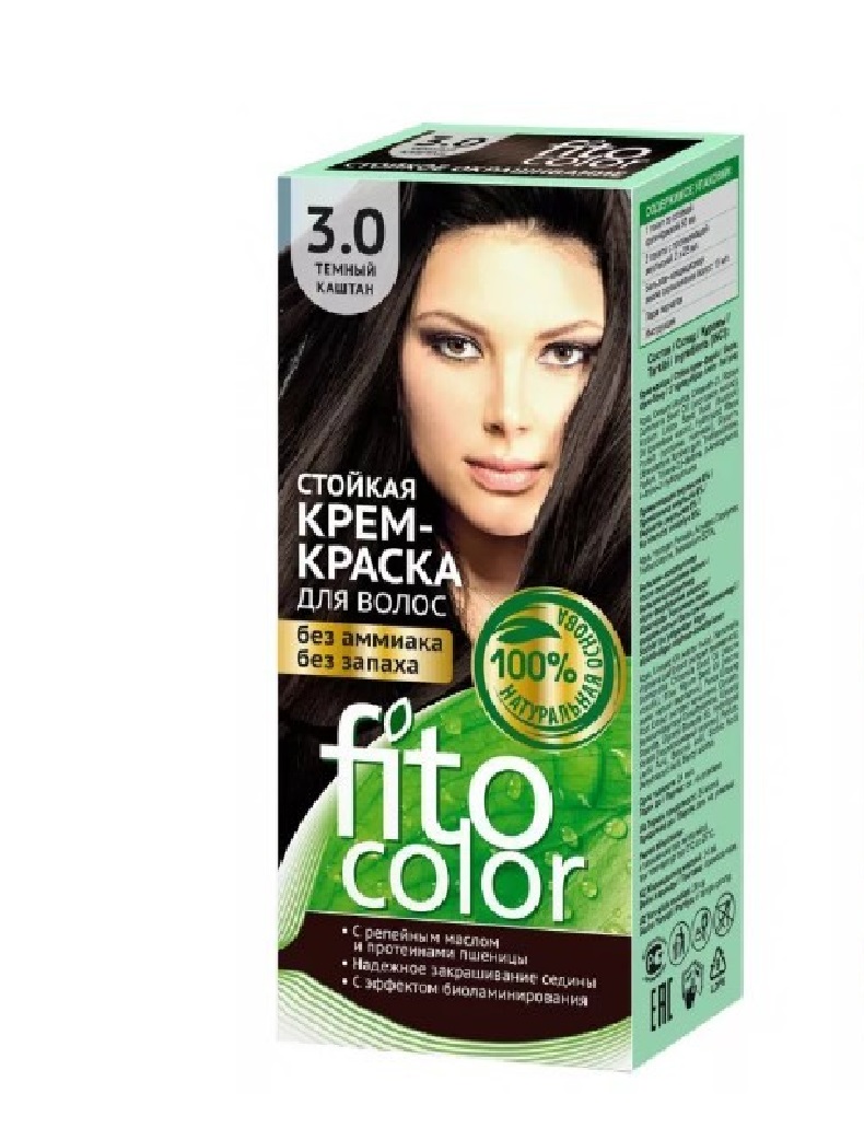 Стойкая крем-краска для волос FitoColor тон Темный каштан 115мл 3 шт крем краска для волос fito color 3 0 темный каштан 115мл