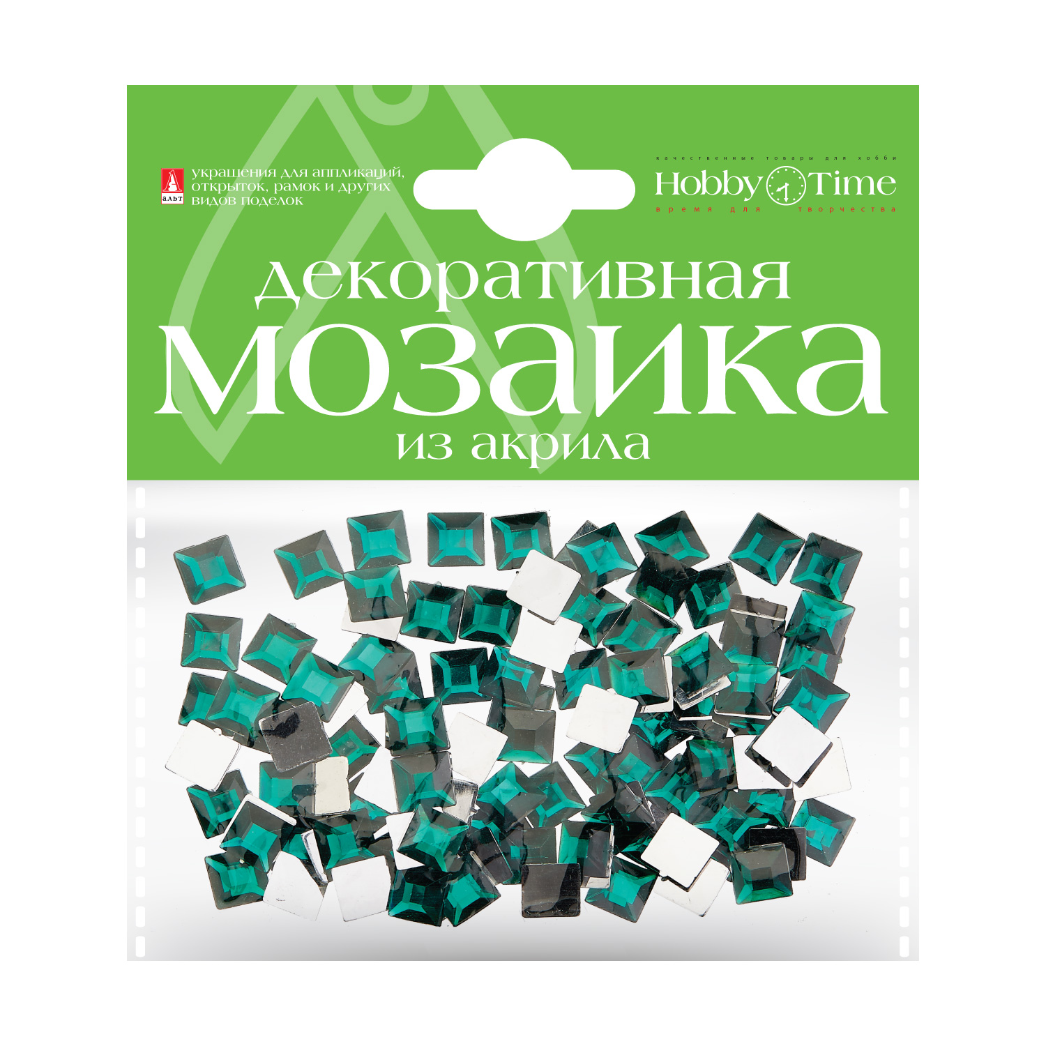 фото Мозаика декоративная из акрила 8х8 мм,100 шт., бирюзовый hobbytime