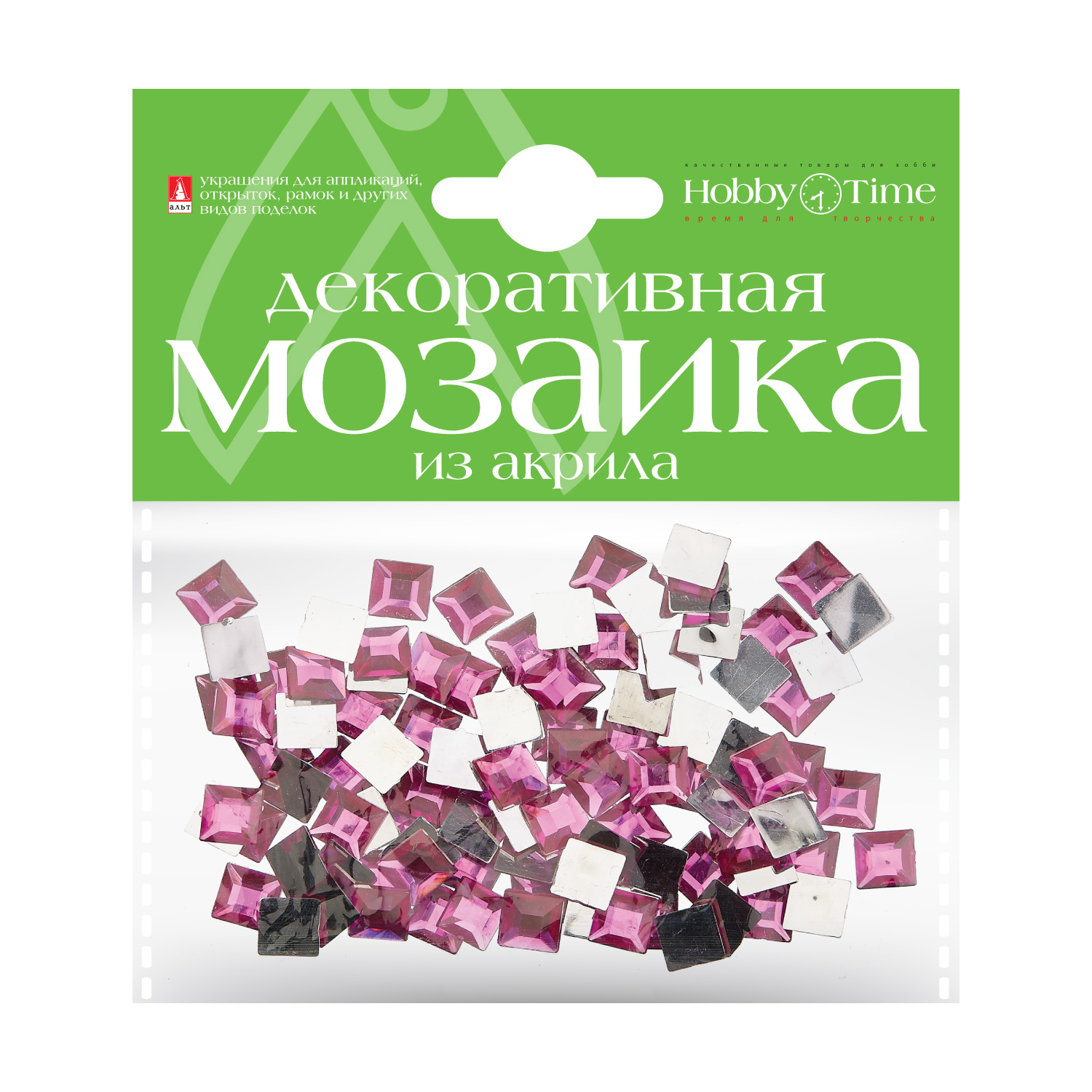 фото Мозаика декоративная из акрила 8х8 мм,100 шт., фуксия hobbytime