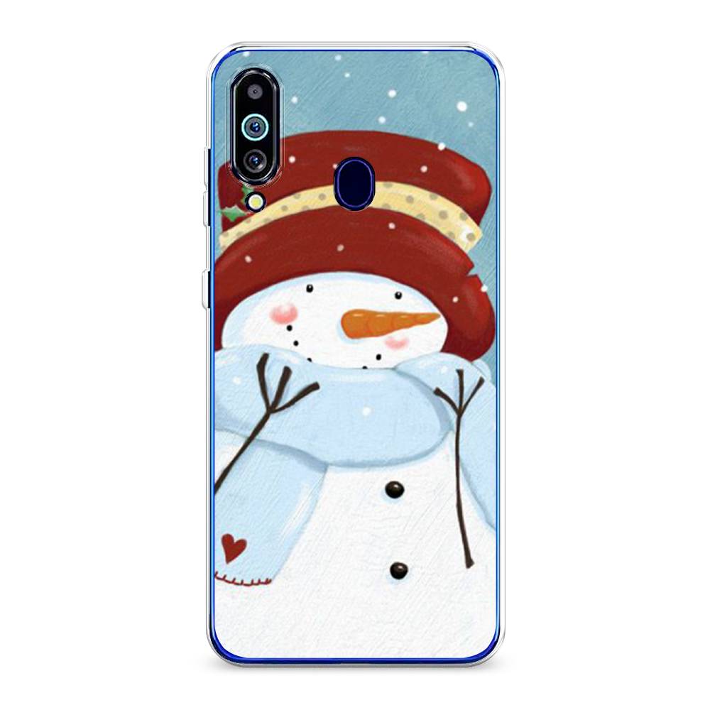 

Чехол на Samsung Galaxy M40 "Застенчивый снеговик", Голубой;белый;красный, 28750-5